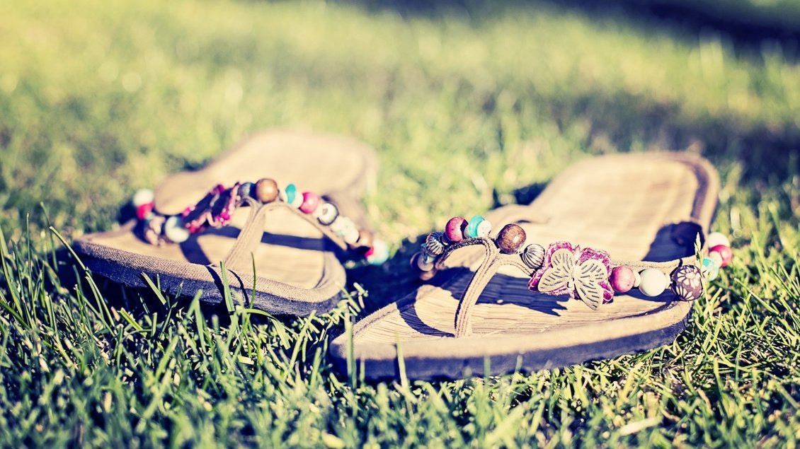 Download Wallpaper Summer shoes in the green grass - Perfect walk