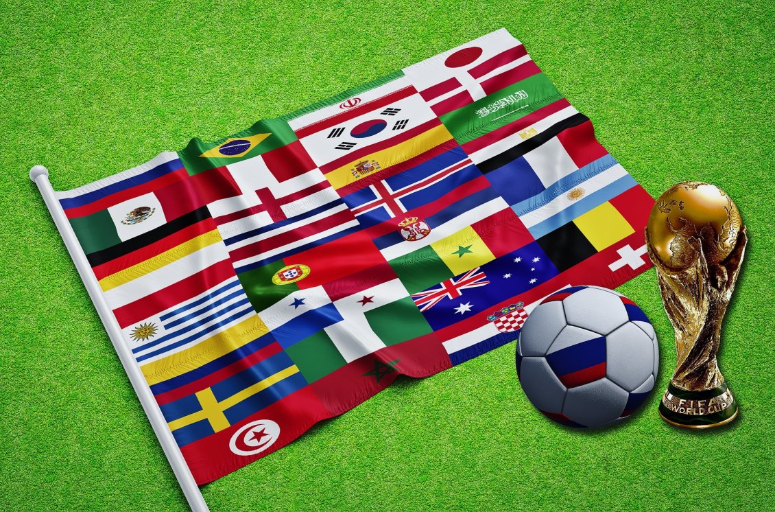 Download Wallpaper One flag with all country flag in Fifa World Cup Russia 2018