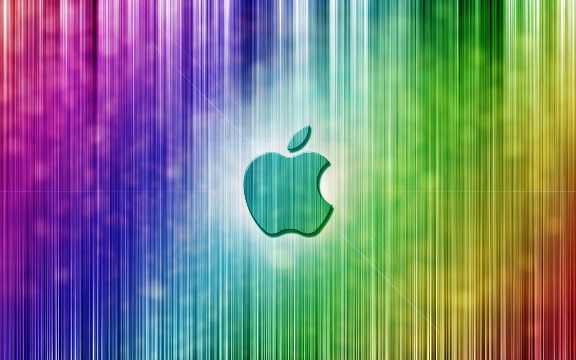 Download Wallpaper Apple logo on a rainbow background wallpaper