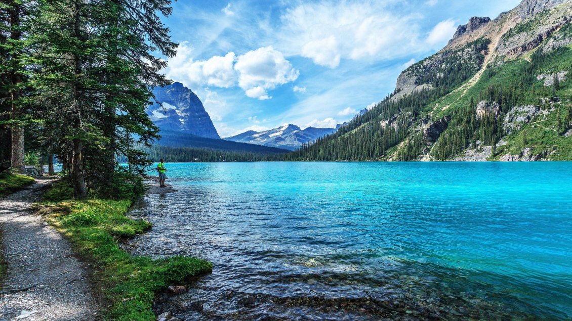Download Wallpaper Wonderful blue clear mountain water-Fresh air beautiful view