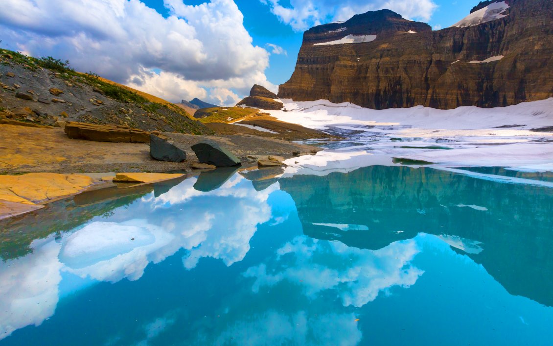 Download Wallpaper Glacier wonderful Natural Park - Mirror in the lake