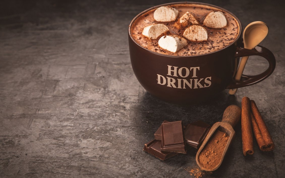 Download Wallpaper Hot chocolate drink with marshmallows - HD delicious drink