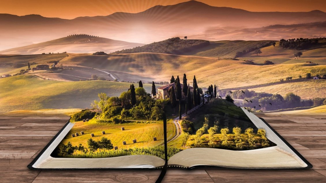 Download Wallpaper Small Italian country side in a book - Wonderful view