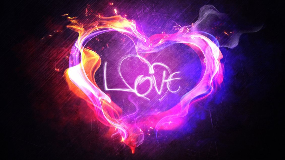 Download Wallpaper Love message on fire - Happy Valentine's Day