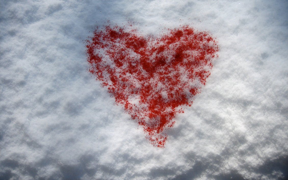 Download Wallpaper Red heart on the white snow - Happy Valentine's Day