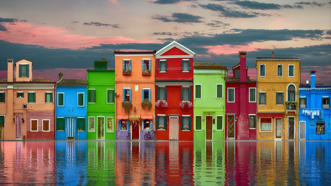 Download Wallpaper Colourful houses - Abstract town architecture