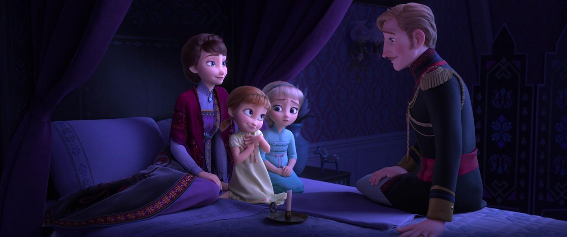 Download Wallpaper Frozen 2 scene - Anna and Elsa with parents