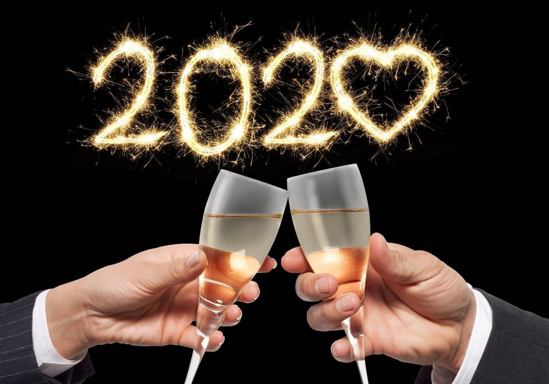 Download Wallpaper Champagne for a new beginning - Happy New Year 2020 heart