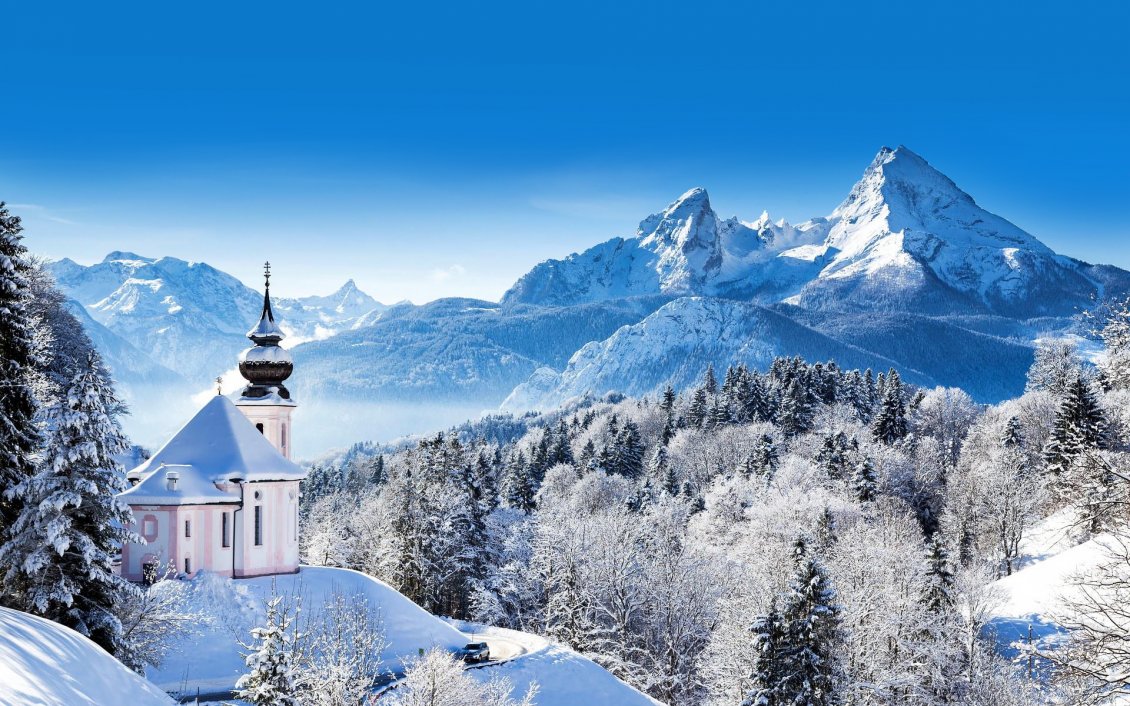 Download Wallpaper Wonderful winter mountain wallpaper - Berchtesgaden Germany