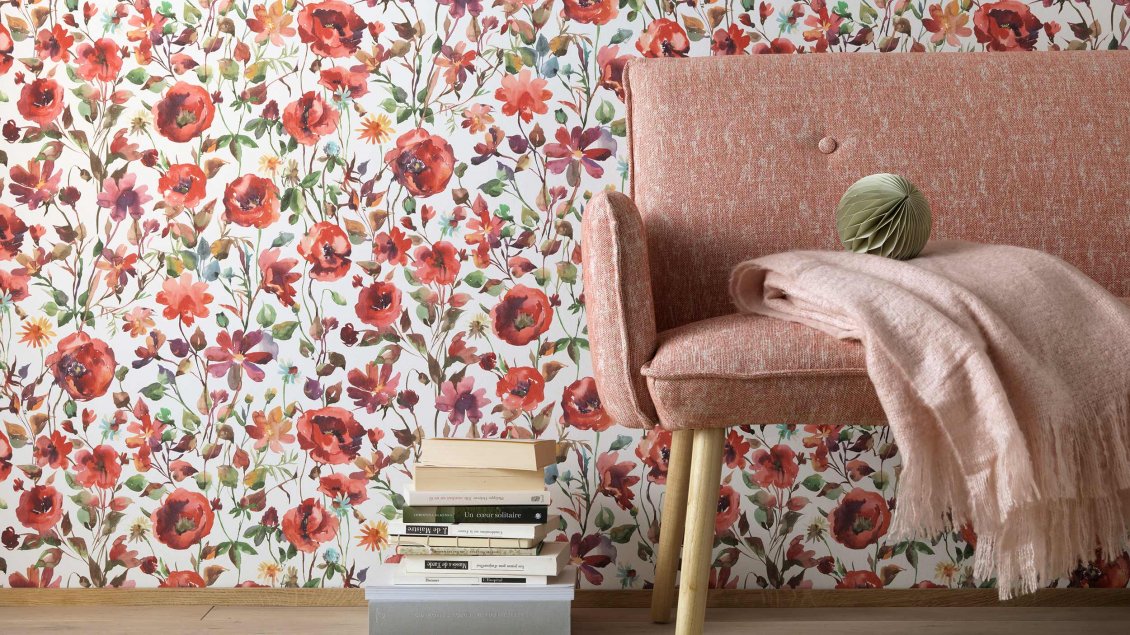 Download Wallpaper Flower design on the wall - Books for study
