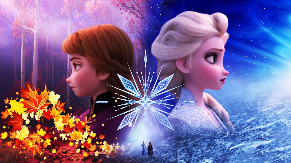 Download Wallpaper Lovely two sisters Anna and Elsa from Frozen movie