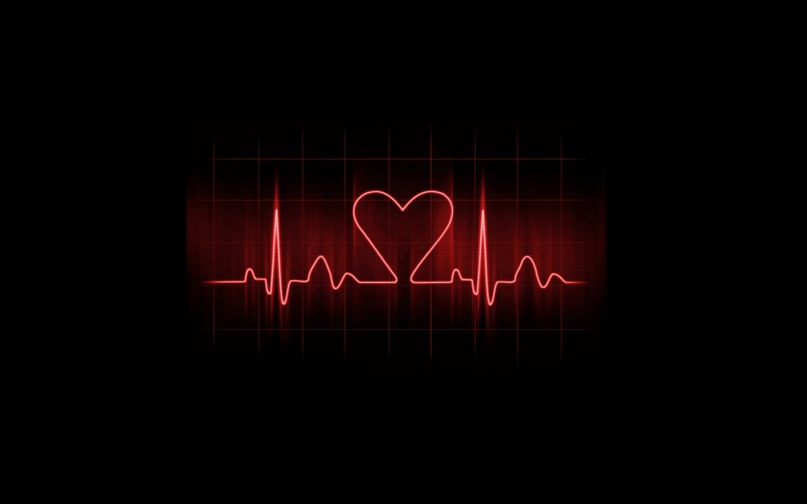 Download Wallpaper Heart pulse on a dark background - Love wallpapers