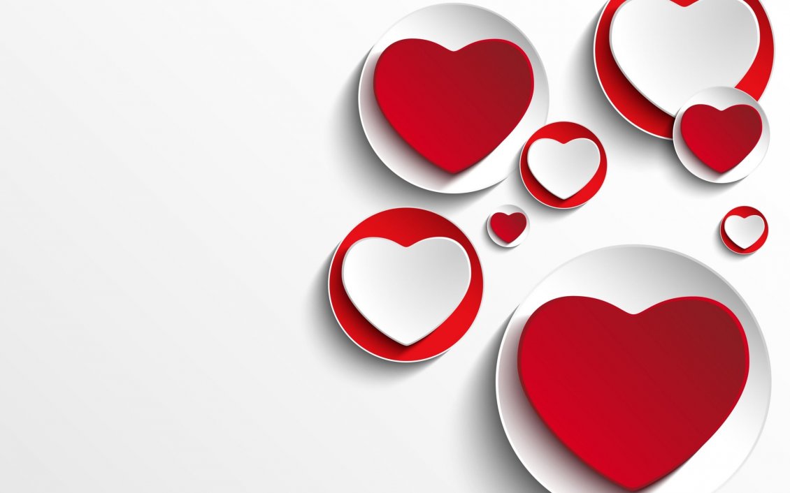 Download Wallpaper Red and white hearts on plates - Good food my love