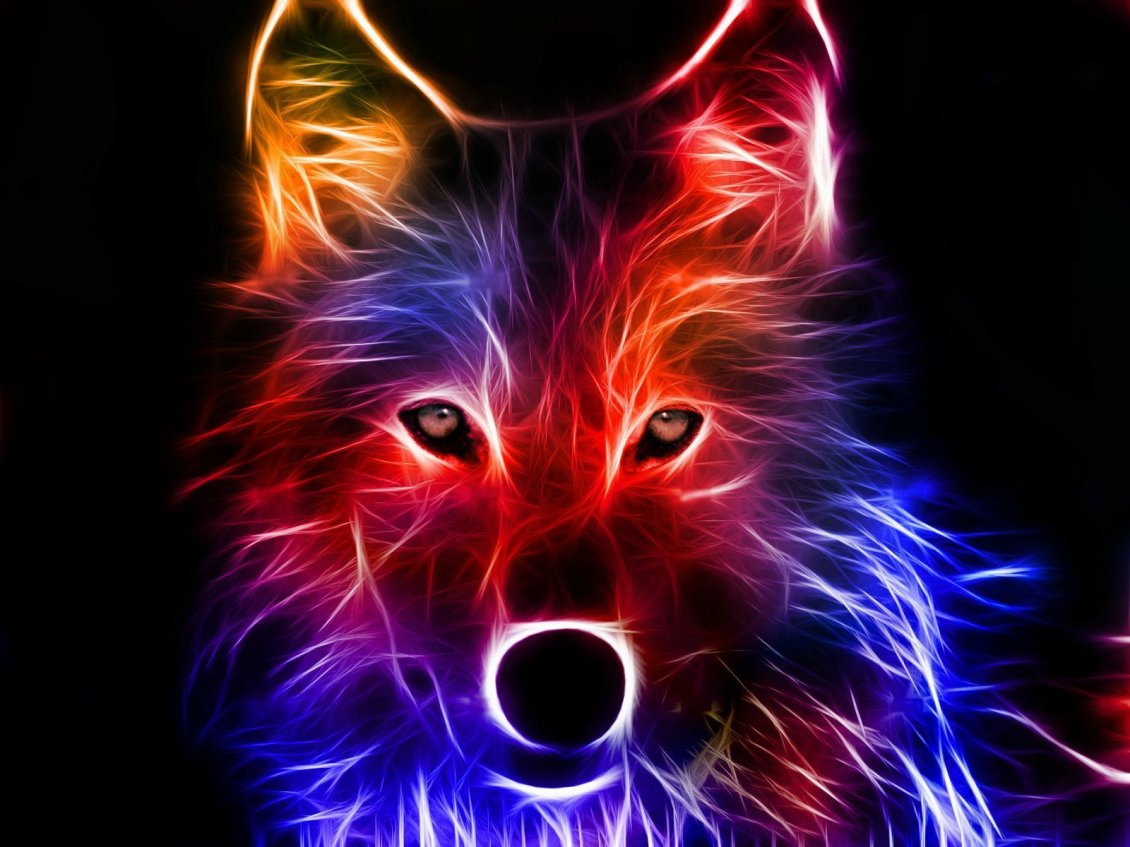 Download Wallpaper Wonderful 3D wolf Wild Animal in fire - Digital art design