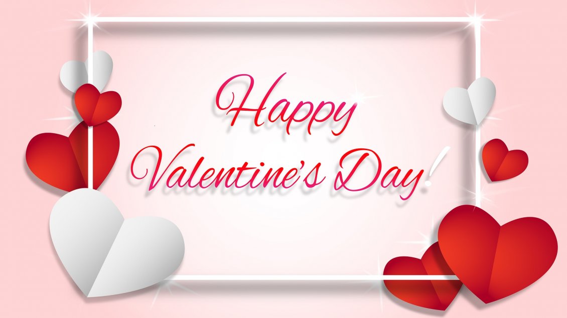 Download Wallpaper White and red hearts - Happy Valentines Day