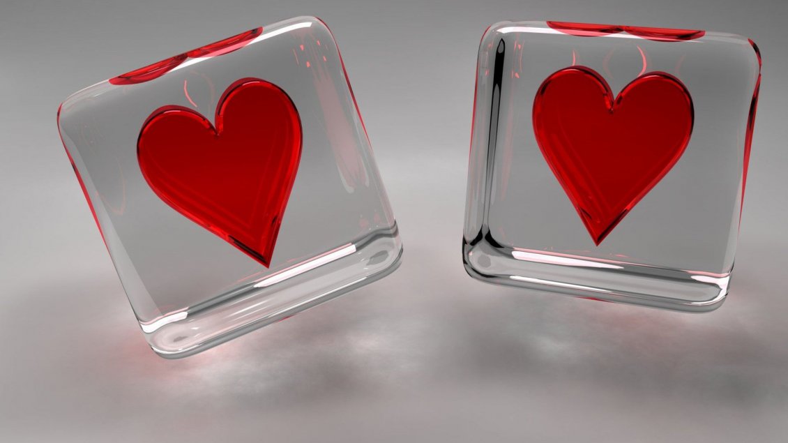Download Wallpaper Red heart on dice - Crystal cubes - Happy Valentines Day