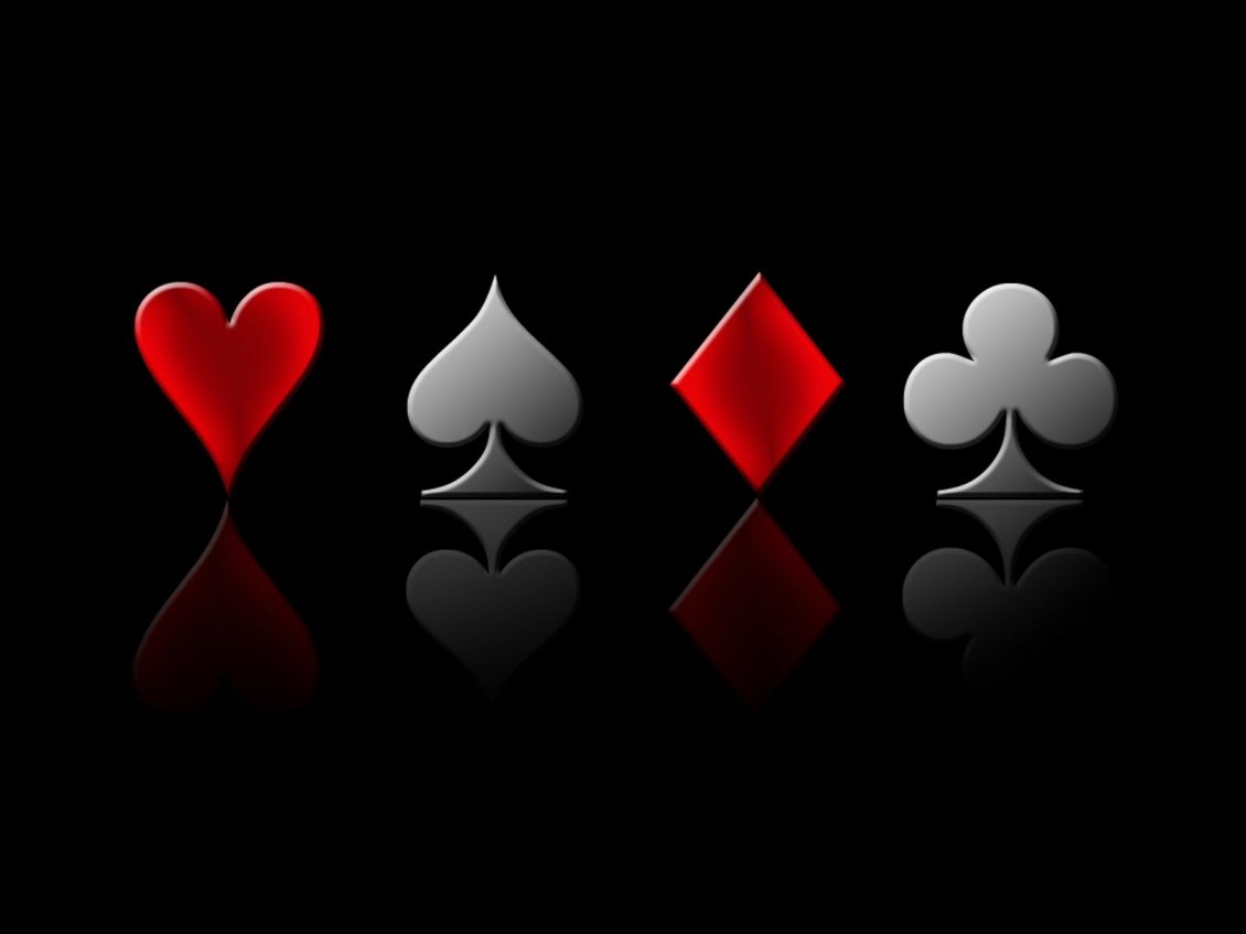 Download Wallpaper Four symbols of the Poker game - Red and black colors