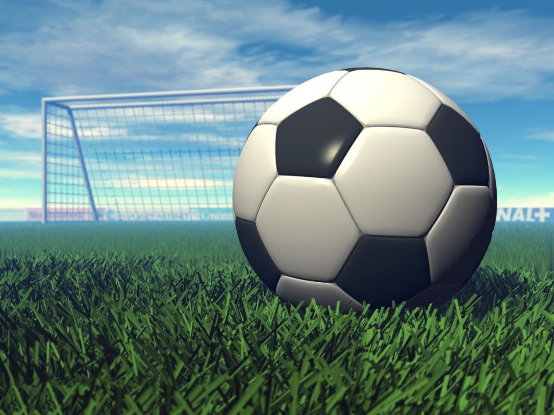 Download Wallpaper Big black and white ball for the match - Football time