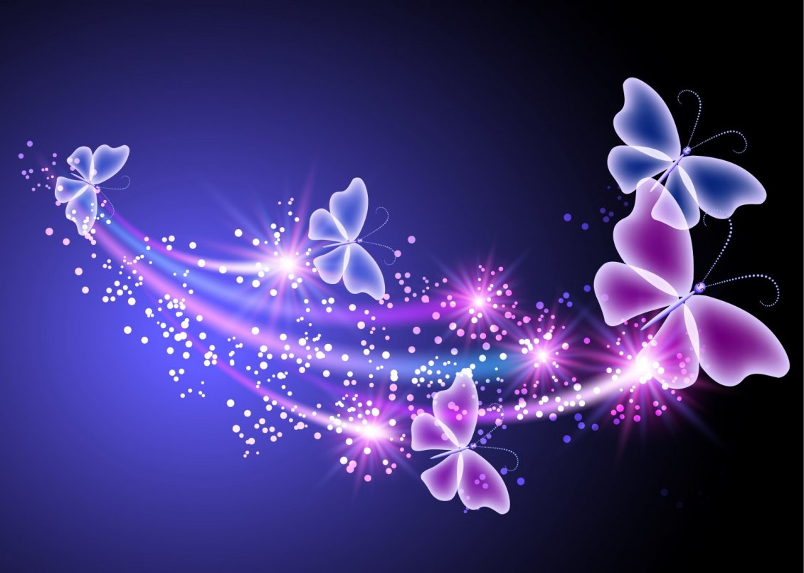 Download Wallpaper Pink and purple flying butterflies - Digital art design