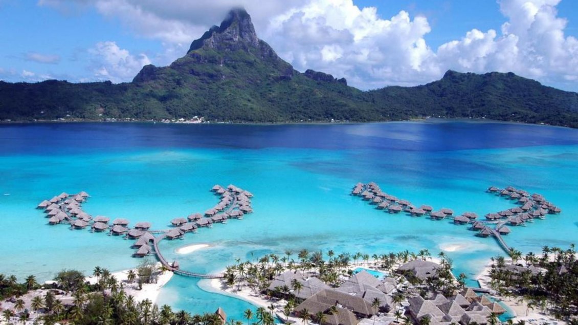 Download Wallpaper Perfect place for summer holiday - Tahiti Island super view