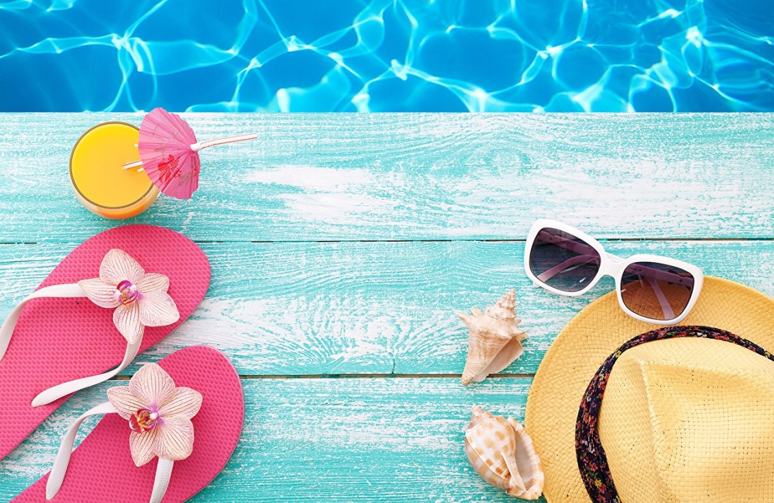 Download Wallpaper Summer stuffs - Sunglasses hat and fresh drink orange juice