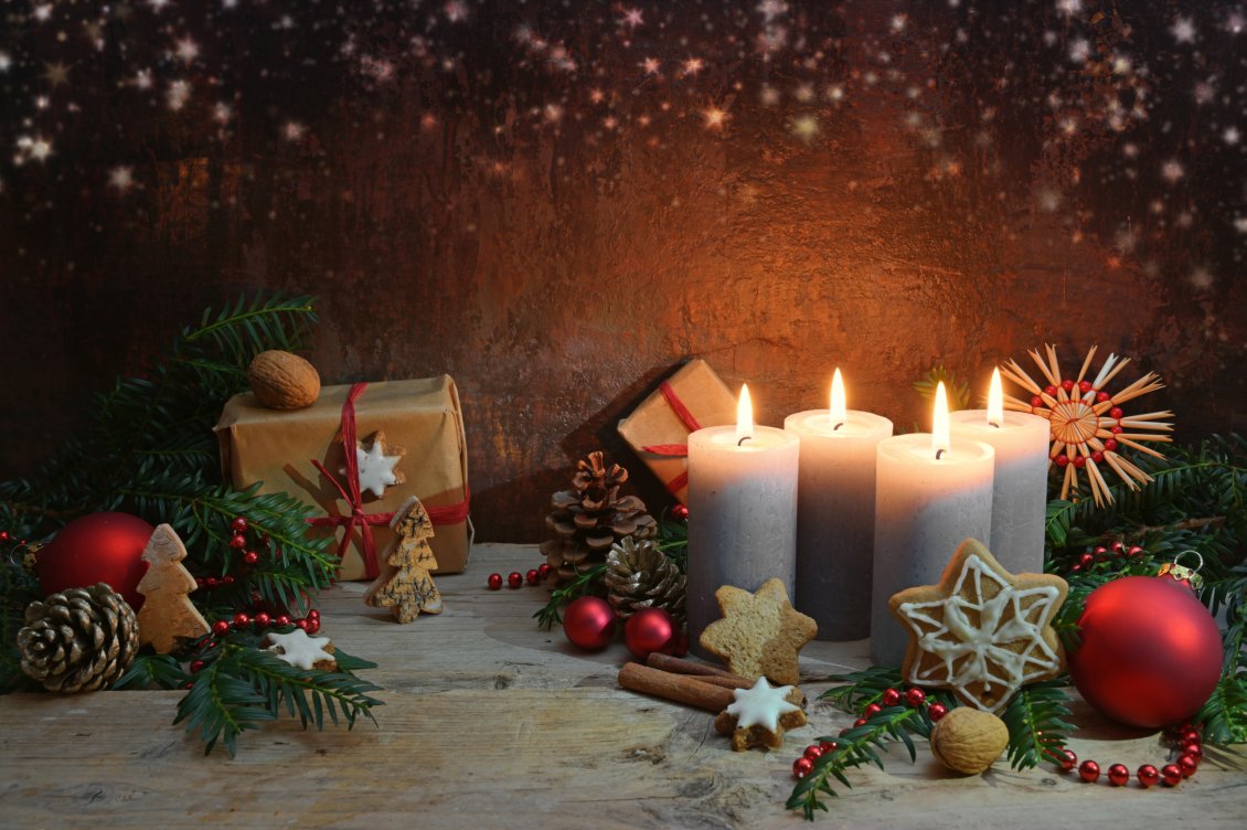 Download Wallpaper Candle lights - Christmas night