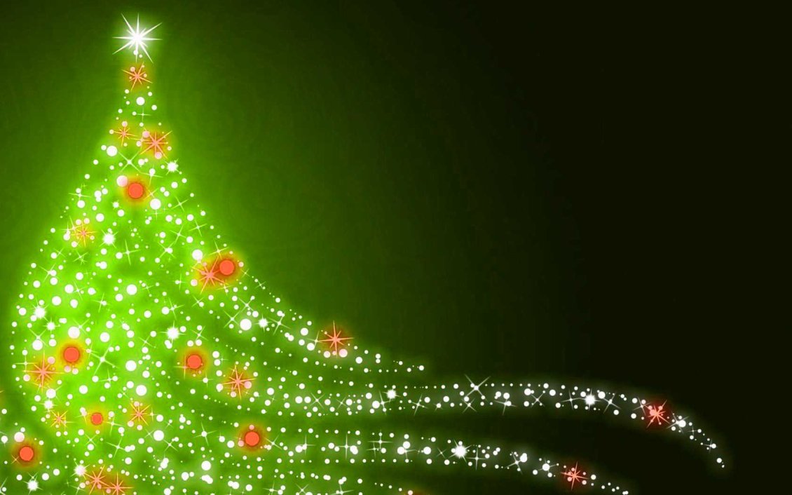 Download Wallpaper Green Christmas Tree - Wonderful light in a magic night