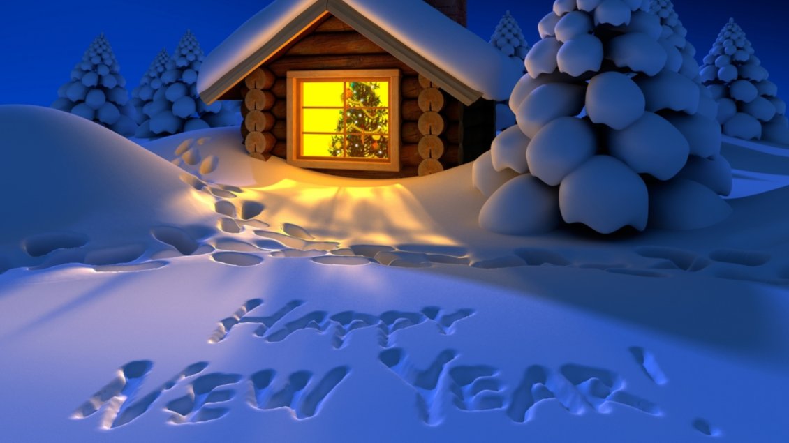Download Wallpaper Happy New Year 2022 - message on the white snow