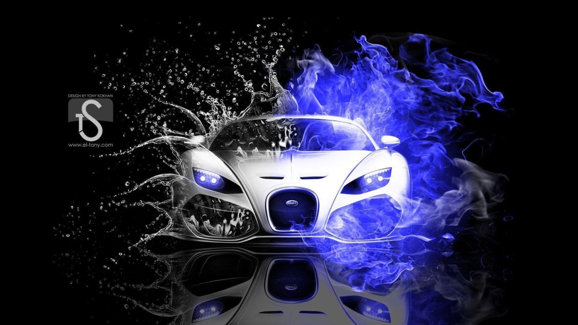 Download Wallpaper Abstract 2022 car black and blue fire - HD wallpaper