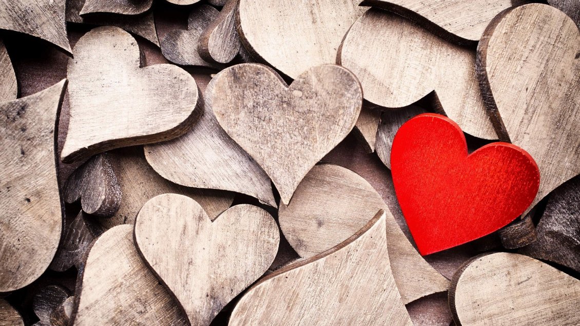 Download Wallpaper Beautiful red heart wooden shape HD love Valentine Day