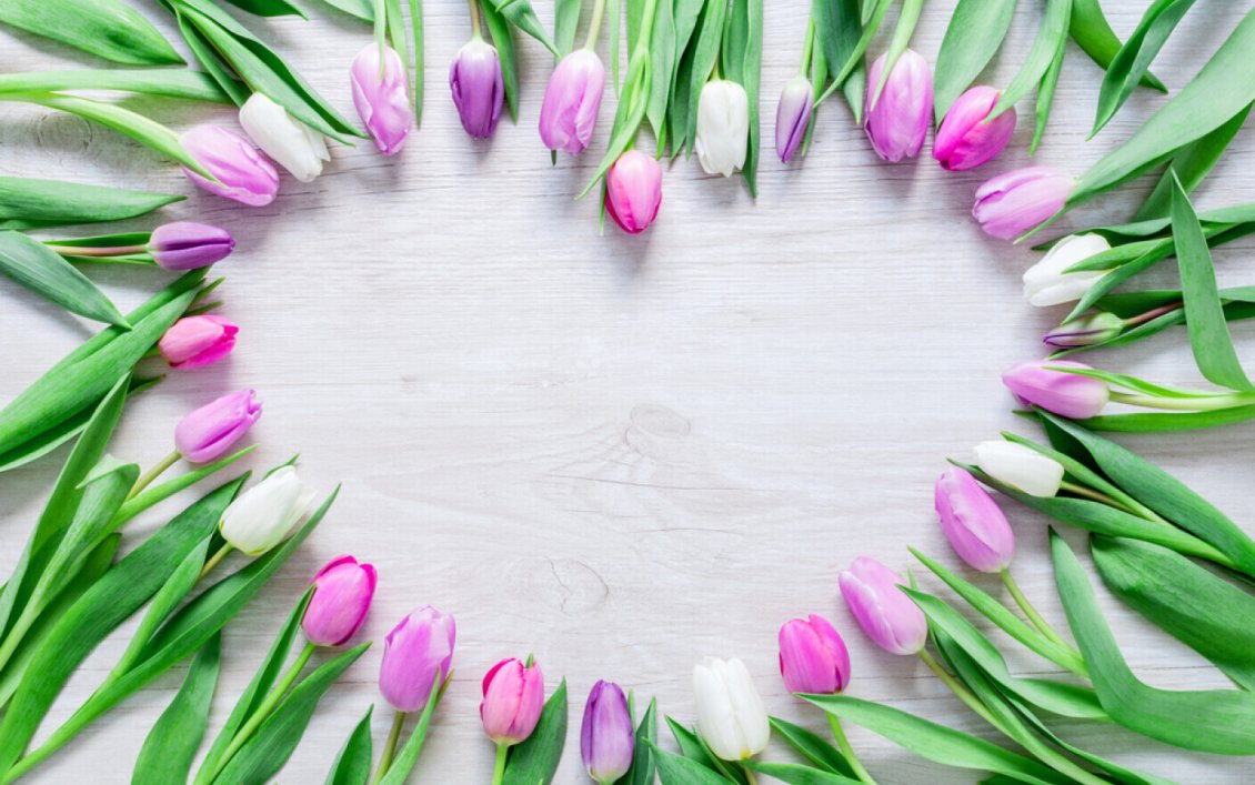 Download Wallpaper Heart shape made from colorful tulips - Spring flowers