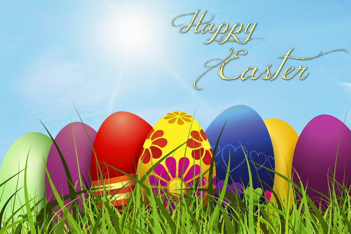 Download Wallpaper Wallpaper Easter eggs in the green grass - HD spring time