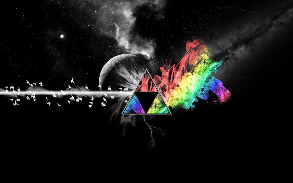 Download Wallpaper Black planet and rainbow triangle - HD top wallpaper