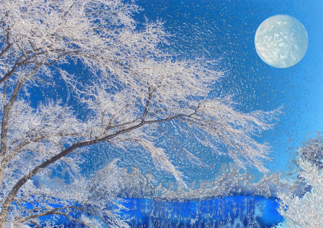 Download Wallpaper Big moon and a wonderful blue light of the nature