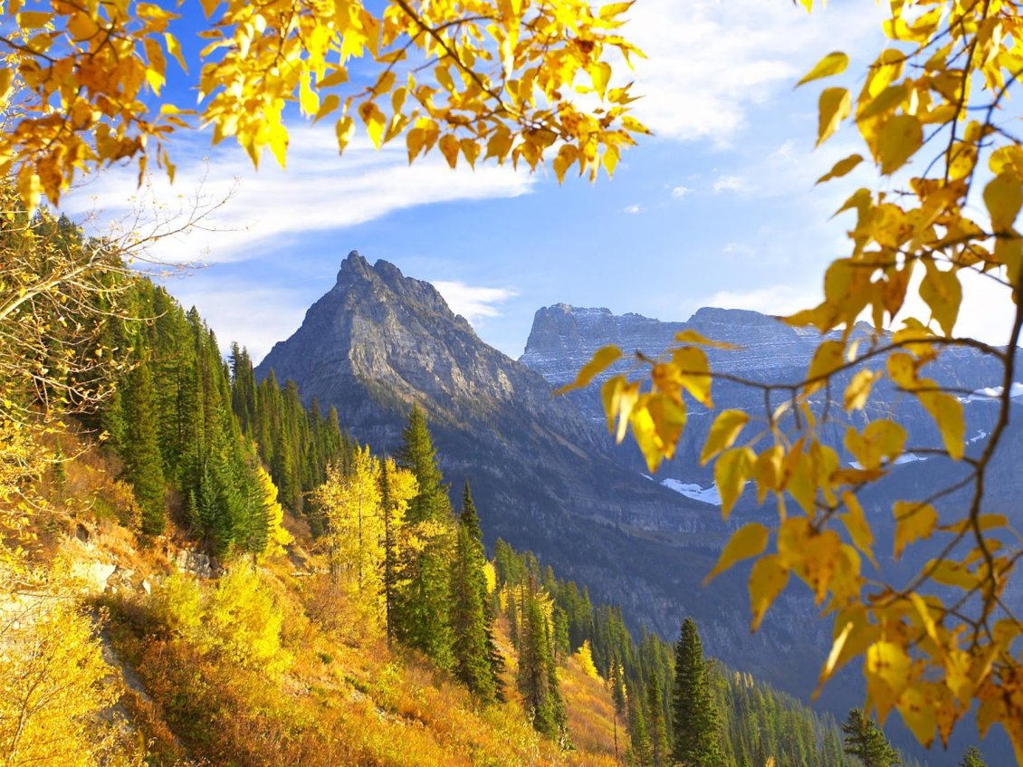 Download Wallpaper Mountain view in the autumn season - HD wallpaper