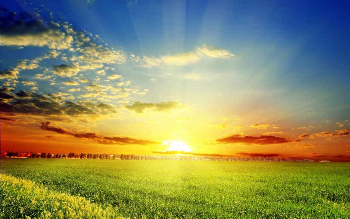 Download Wallpaper Morning sunrise over the beautiful nature - Spring season