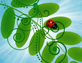 Red ladybug on the leaf - vector desing