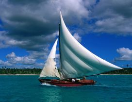 Fishing red sailboat - Dominican Republic
