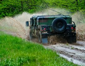 Military Hummer going off road