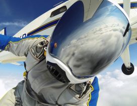 Selfie jumping off an airplane