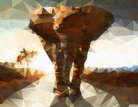 Elephant polygon illustration - Abstract wallpaper