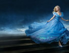 Cinderella with Lily James actress in blue dress