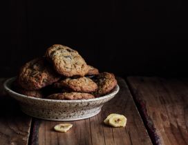 Banana and chocolate biscuits