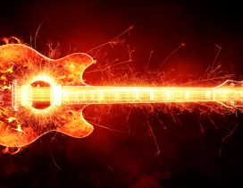 Guitar with fire and sparks