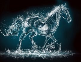 Running horse made ​​of water