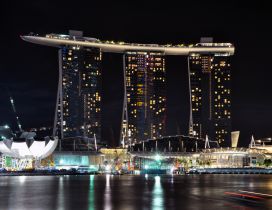 Night view of Singapore Marina Sand