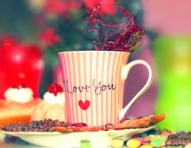 Breakfast and i love you coffee cup - Good morning