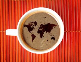 The earth map in a cup of coffe