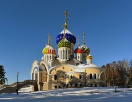 Moscow church with colored towers