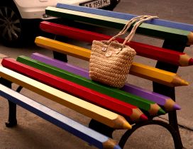 Bench made ​​of crayons